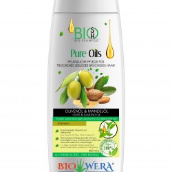 BIO-SHAMPOO OLIVE UND MANDEL ÖL - TROCKENE LEBLOSE BRÜCHIGE HAARE - PFLANZLICHE PFLEGE - 400ML